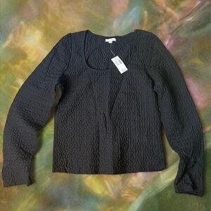 Maurices Black Textured Long Sleeve Top